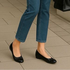 Nine West Black Patent Flats Vegan Women’s Shoes Size 7 NWB